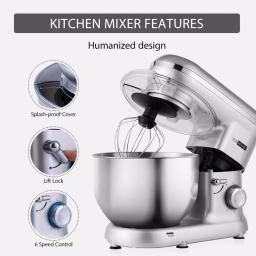 VIVOHOME 650W 6-Qt. Silver Tilt-Head Kitchen Stand Mixer with 6 Speeds thumbnail 4