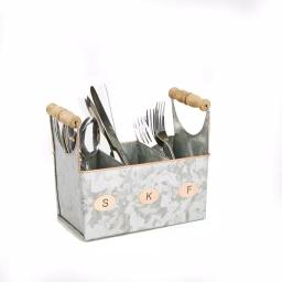 Mind Reader Silver Galvanized Steel Utensil Caddy - Kitchen Condiment & Flatware Organizer thumbnail 3