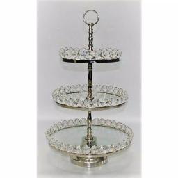Heim Concept Silver 3-Tier Crystal and Stainless Steel Cake Stand, 20 in. H thumbnail 2