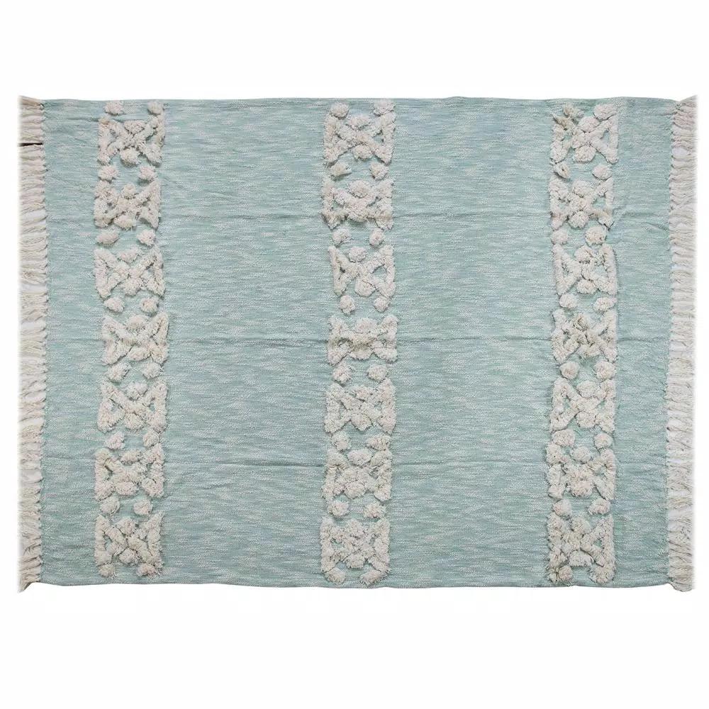 LR Resources Soft Aztec Sky Blue Decorative Throw Blanket - 50 in. x 60 in. Cotton Tufted Throw