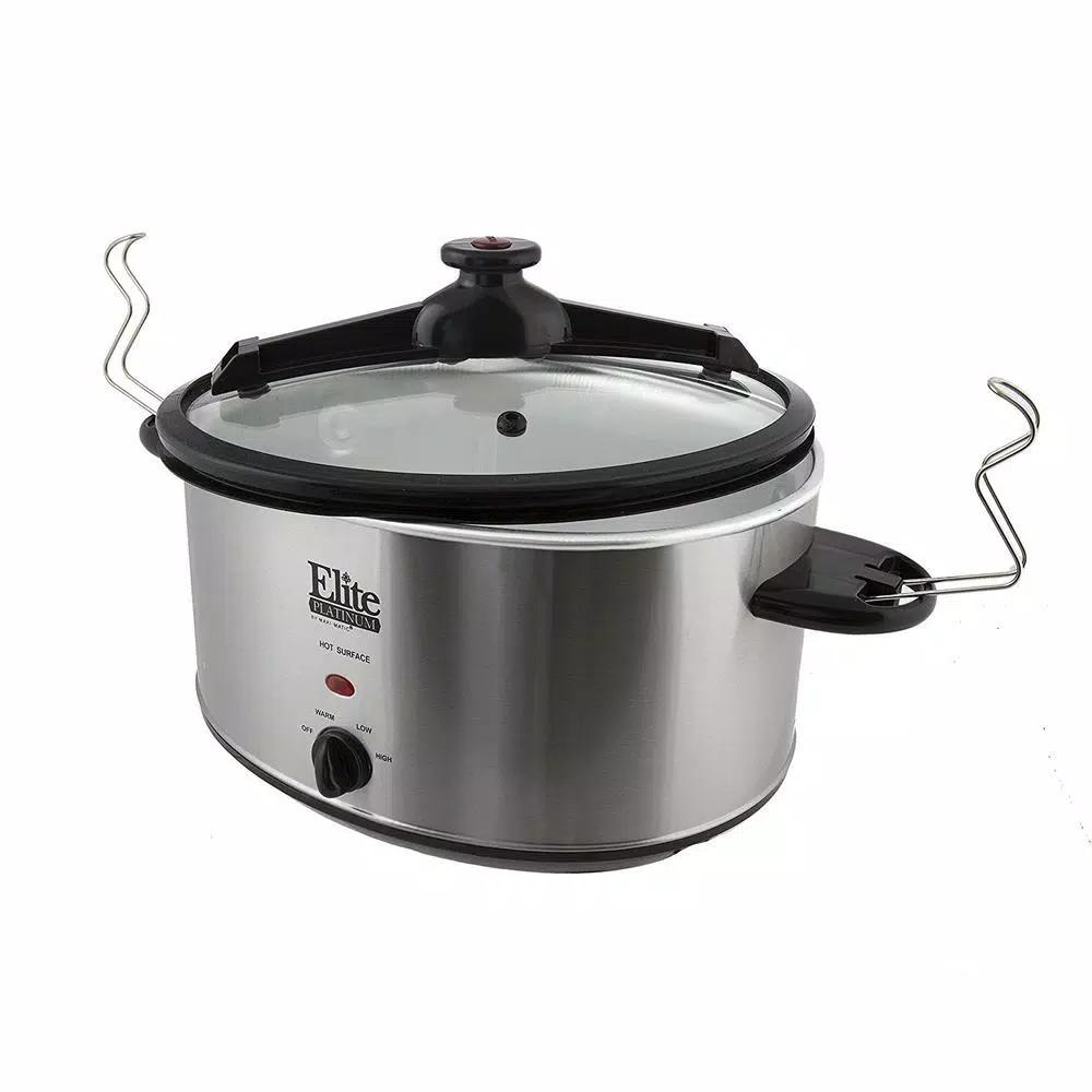 Elite Platinum 8.5 Qt. Stainless Steel Slow Cooker with Locking Lid and Silicone Gasket Seal