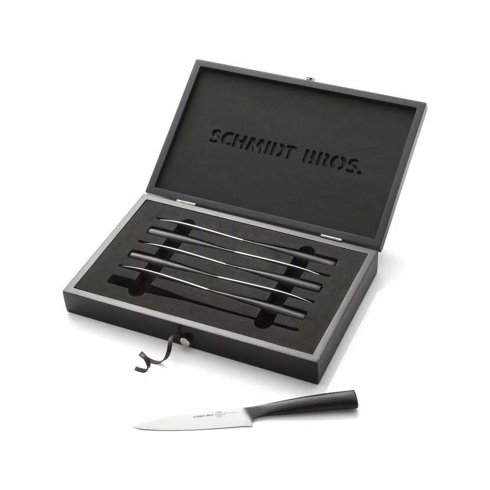 SCHMIDT BROS. Schmidt Brothers Carbon6 6-Piece Stainless Steel Steak Knife Set with Wood Gift Box