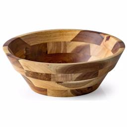 Casa Bellante 10 in. Rubberwood Serving Bowl, 62 fl. oz. Round Wooden Bowl thumbnail 1