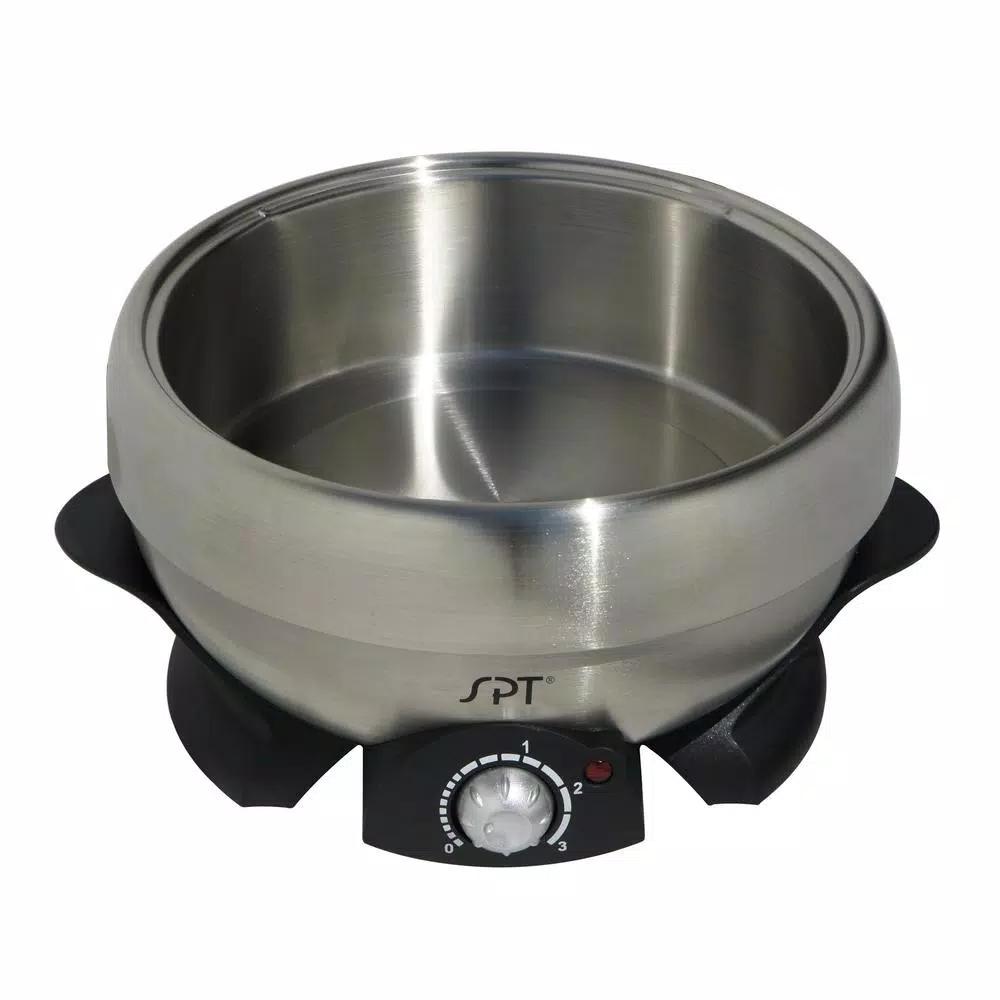 SPT 3 Qt. Stainless Steel Electric Multi-Cooker Shabu-Shabu Pot with Griddle and Steam Rack