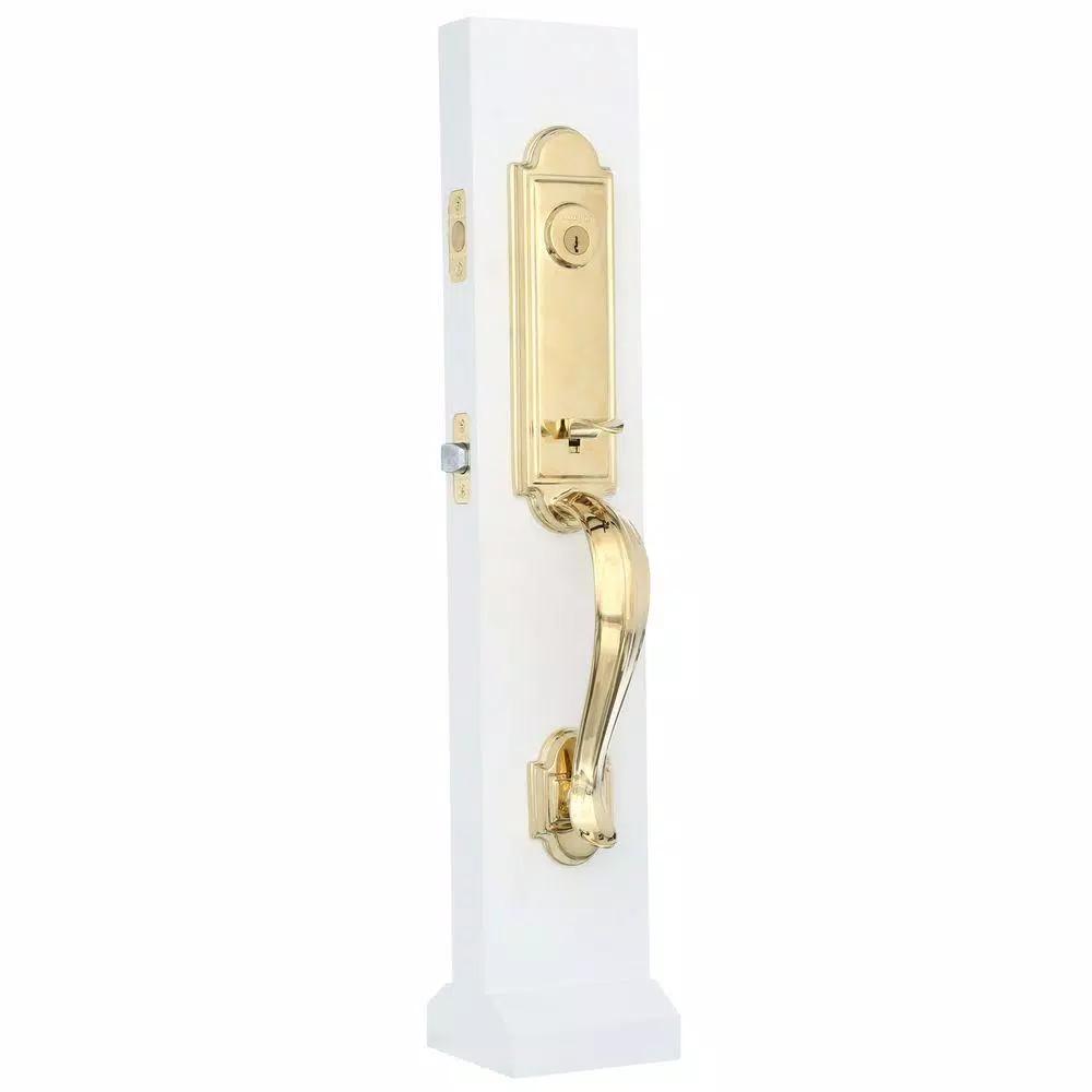 Baldwin Prestige Avendale Single Cylinder Handleset with Alcott Knob, Lifetime Polished Brass, SmartKey Security