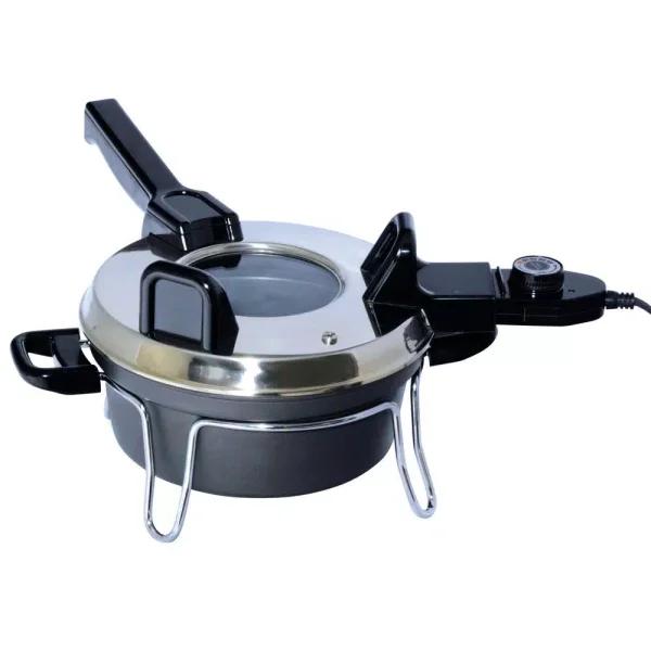 Total Chef Csech 3 Qt. Black Electric Pressure Cooker with Non-Stick Pot and Variable Temperature Control