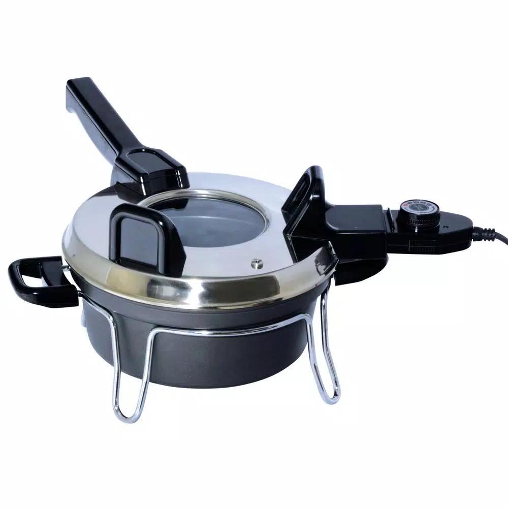 Total Chef Csech 3 Qt. Black Electric Pressure Cooker with Non-Stick Pot and Variable Temperature Control
