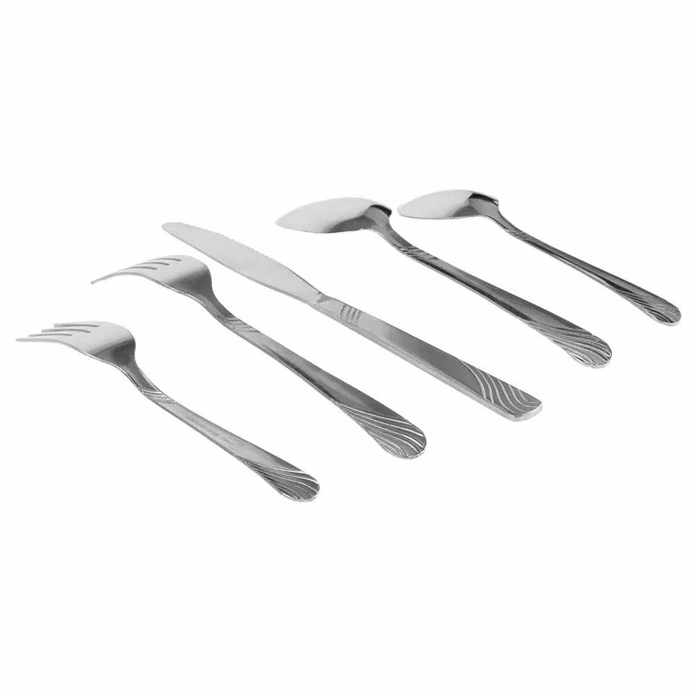 Home Basics River 20-Piece Stainless Steel Flatware Set, Silver Service for 4