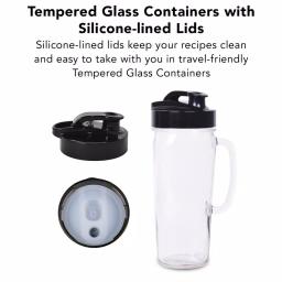 Tribest Glass Personal Blender, 42 oz. 4-Speed Chrome Electric Blender with Stainless Steel Blades thumbnail 4