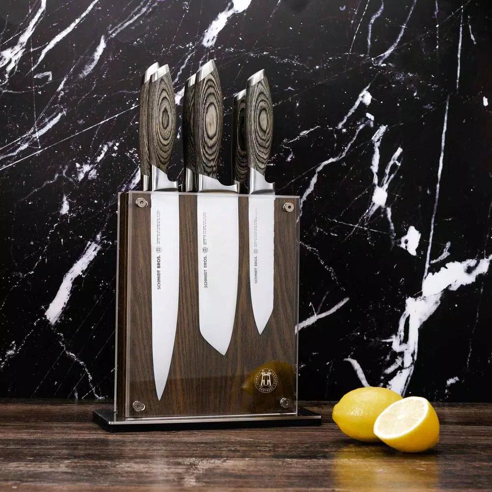 SCHMIDT BROS. Schmidt Brothers Bonded Ash 7-Piece Stainless Steel Knife Set with Ash Midtown Magnetic Block