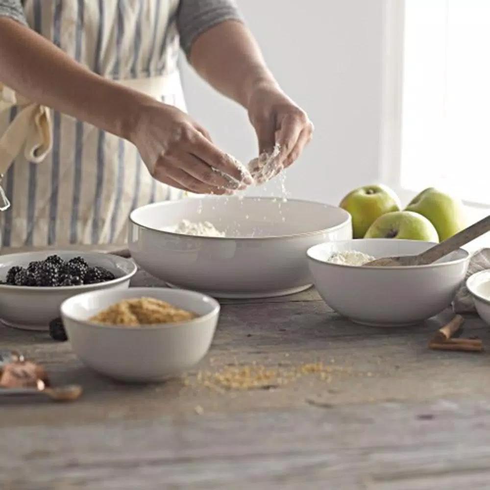 Denby Natural Canvas 9.5 in. Ceramic Serving Bowl, White