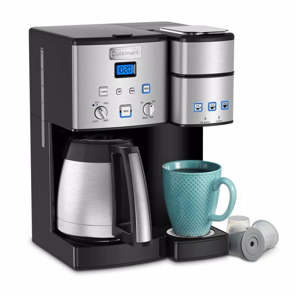 Cuisinart Coffee Center 10-Cup Thermal Coffeemaker and Single-Serve Brewer, Brushed Chrome