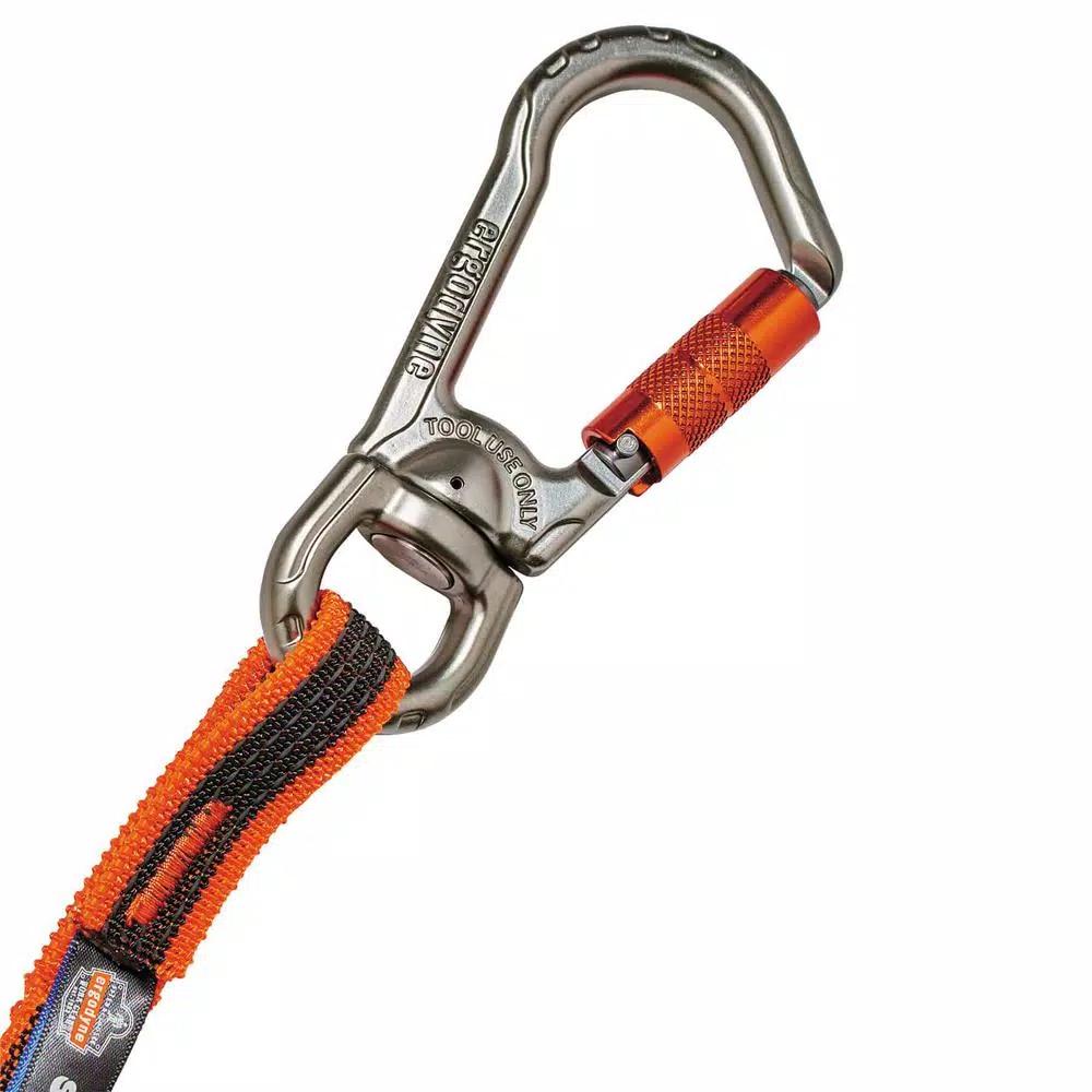 Ergodyne Squids 3119F(x) Dual Locking Carabiner Tool Lanyard with Swivel, Orange and Gray