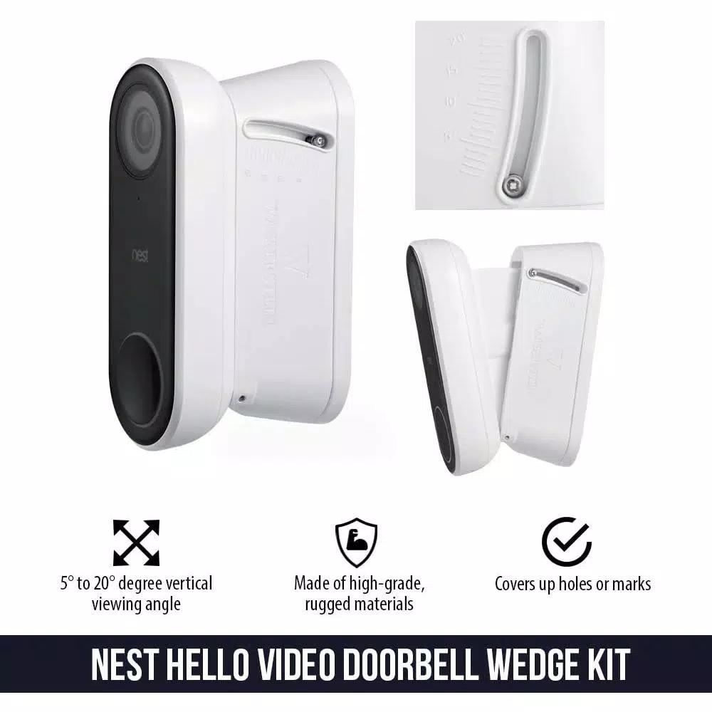 Wasserstein Adjustable Vertical Wall Mount Kit for Google Nest Hello Video Doorbell, White