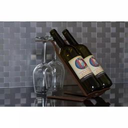 DI PRIMA USA Venetian Freestanding Tabletop Wine Rack - 2 Bottle & 2 Glass Holder, Chestnut Brown thumbnail 2