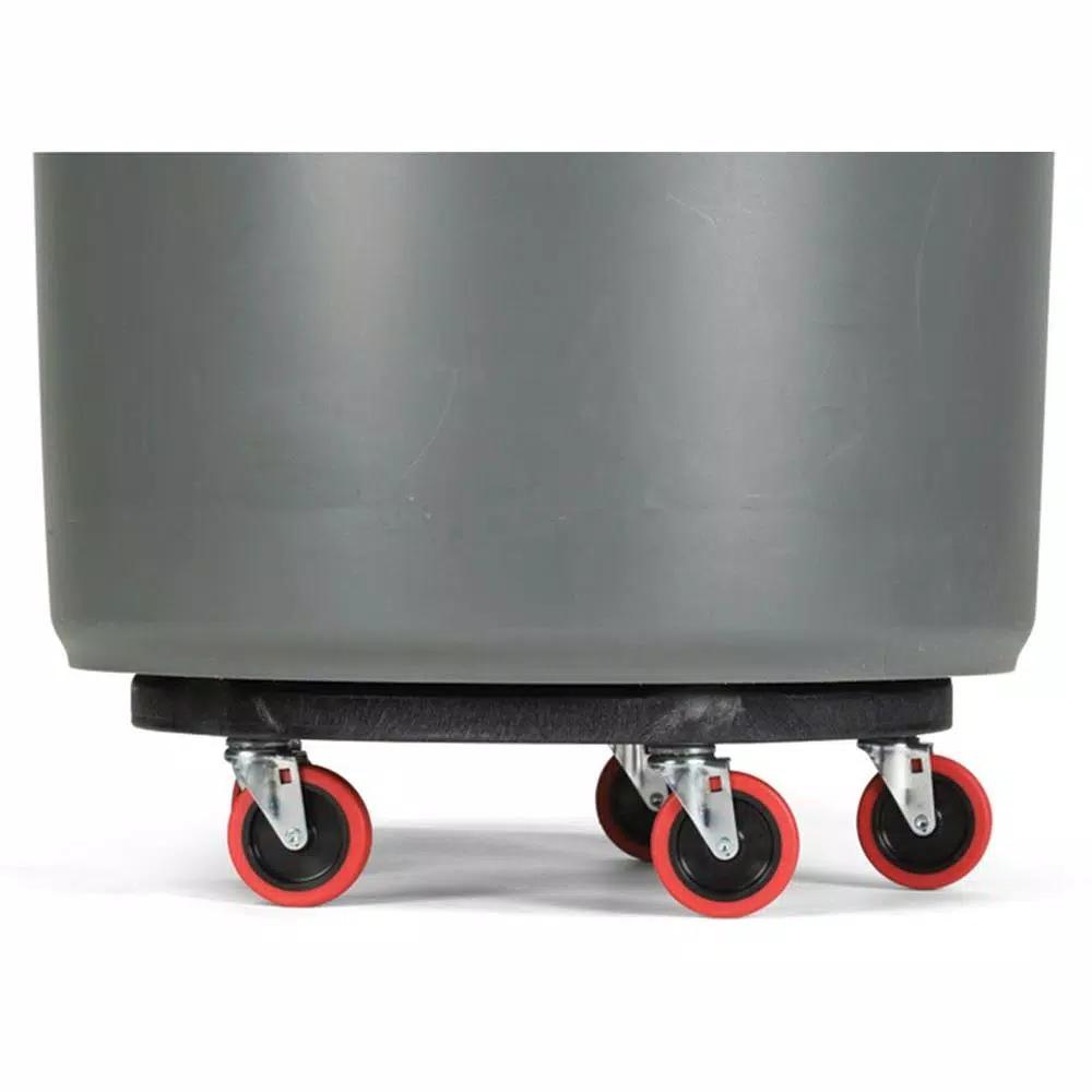 Rubbermaid Commercial Products Rubbermaid Brute Quiet Trash Can Dolly with Non-Marking Red Casters