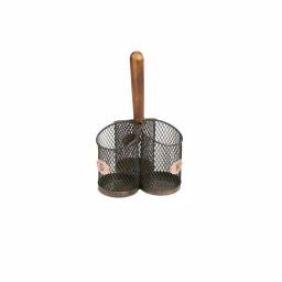 MIND READER Stainless Steel Utensil Caddy & Silverware Organizer with Wood Handle thumbnail 1