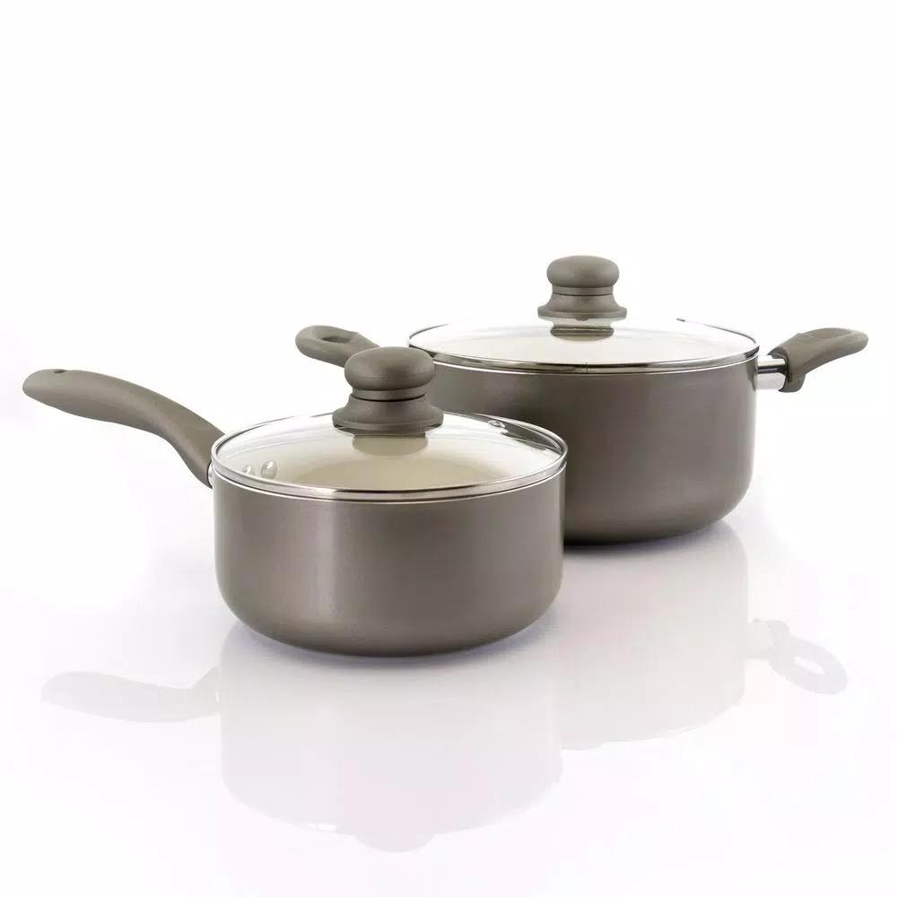 Oster Newcrest 8-Piece Aluminum Nonstick Cookware Set, Gray