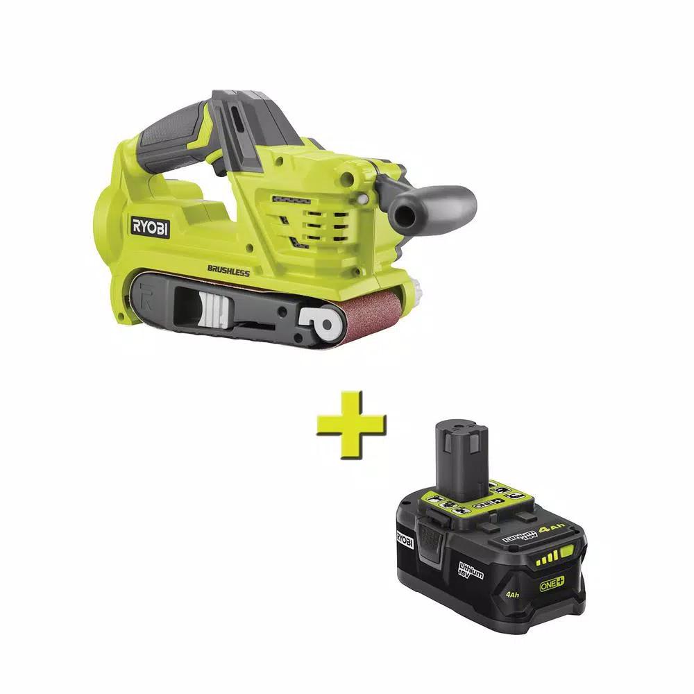 RYOBI 18V ONE+ Brushless 3 in. x 18 in. Cordless Belt Sander with 4.0 Ah Battery