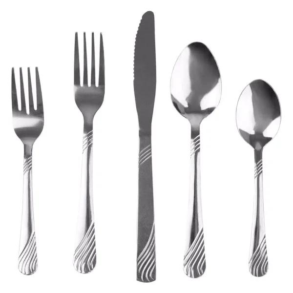 Home Basics River 20-Piece Stainless Steel Flatware Set, Silver Service for 4