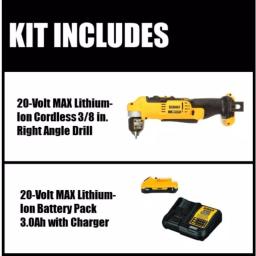 DEWALT 20V MAX Cordless 3/8 in. Right Angle Drill/Driver Kit with 3.0Ah Battery and Charger thumbnail 2
