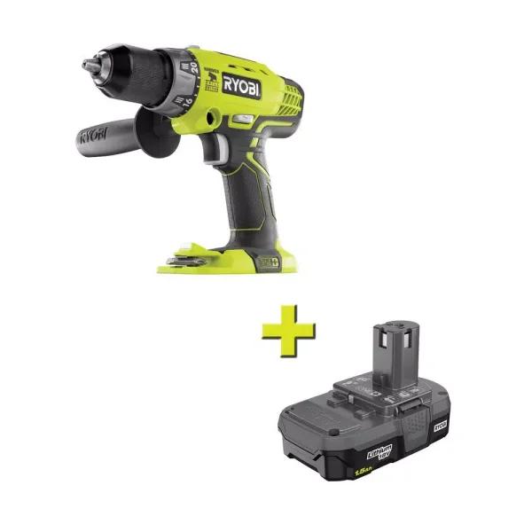 RYOBI 18V ONE+ 1/2 in. Cordless Hammer Drill/Driver Kit with 1.5 Ah Battery