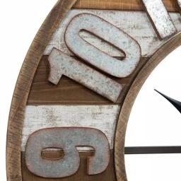 Pinnacle 33 in. Rustic Reclaimed Wood and Metal Round Wall Clock - Farmhouse Style thumbnail 5