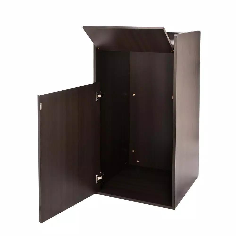 Alpine Industries 40 Gal. Black Wood Commercial Tray Top Waste Enclosure Trash Receptacle
