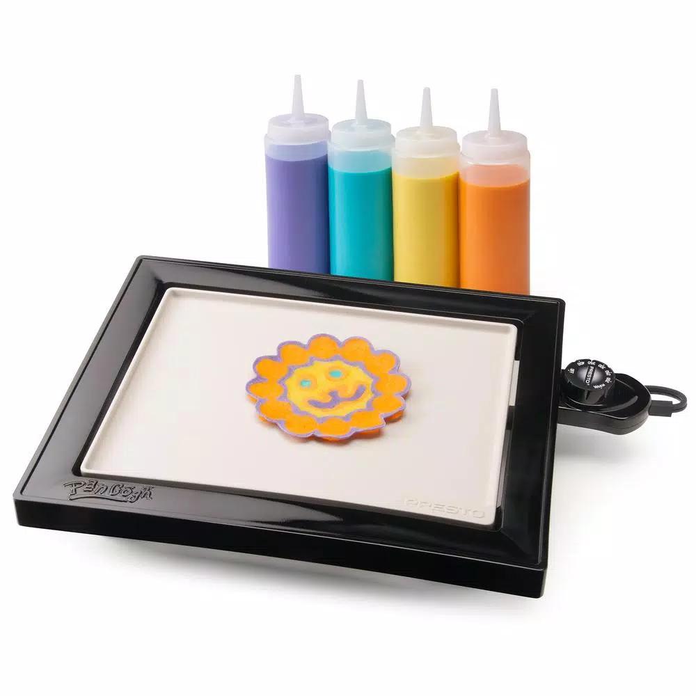Presto PanGogh Electric Griddle Pancake Art Kit, 112.5 sq. in. Non-Stick Square Griddle with Batter Bottles