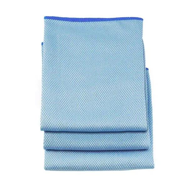 Unger Pro 18 in. Large Microfiber Towels, 3-Pack - Professional Grade Multi-Purpose Cleaning Cloths, Blue