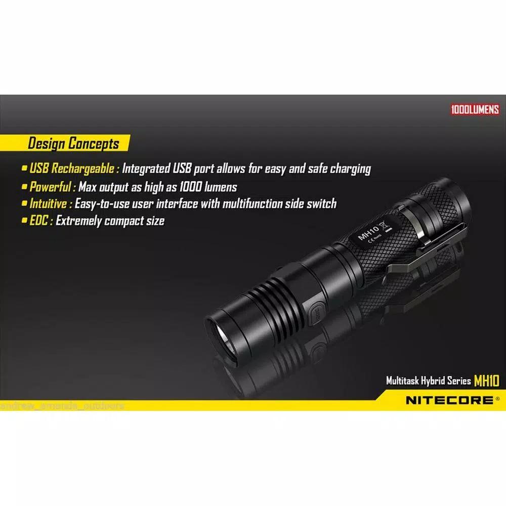 NITECORE MH10 Multitask Hybrid Series 1000 Lumens LED Rechargeable Flashlight