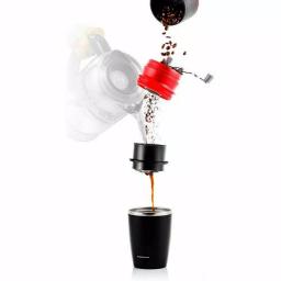 Ovente 2-in-1 Single Serve Coffee Grinder and French Press Maker with Insulated Cup, Red thumbnail 5