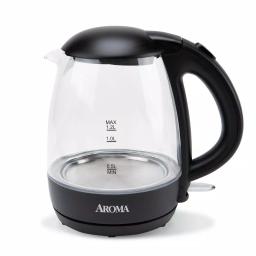 AROMA 5-Cup Black Glass Electric Kettle, 1.2L Cordless Pouring with Automatic Shut-Off thumbnail 1
