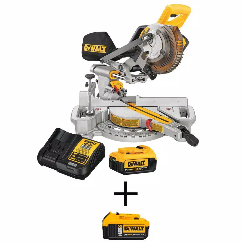 DEWALT 20V MAX XR Cordless 7-1/4 in. Miter Saw Kit with 5.0Ah Battery and Charger