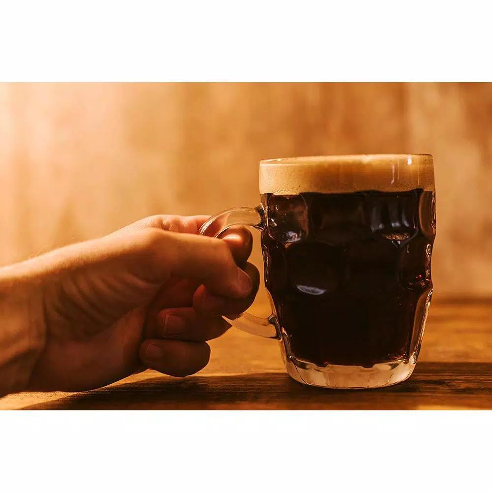 LavoHome 16 oz Clear Dimple Stein Beer Glass Mugs with Large Handle, Set of 6