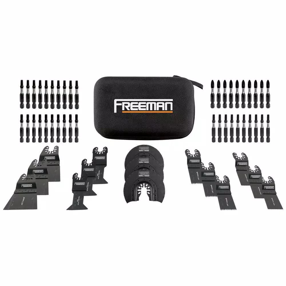 Freeman 55-Piece Impact Driver Bits and Oscillating Blades Kit with Zippered Case
