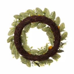 Unbranded 22 in. Greenery Lemon Wreath with 24 in. Bamboo Tobacco Basket thumbnail 4