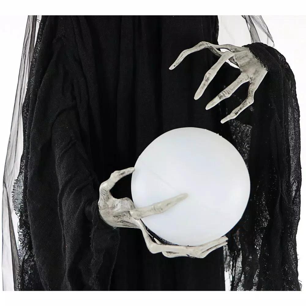 Haunted Hill Farm 7.5 ft. Animated Phantom Witch with Multi-Color LED Crystal Ball Halloween Prop