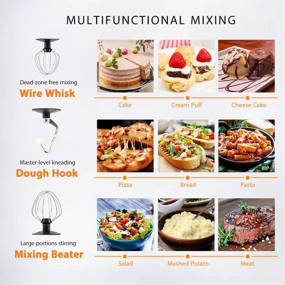 VIVOHOME 650W 6 Qt. Tilt-Head Kitchen Stand Mixer with 6 Speeds and Stainless Steel Bowl, Black