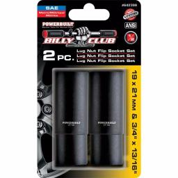 Powerbuilt 2-Piece Double-Sided Flip Lug Nut Socket Set (3/4 in., 13/16 in., 19 mm, 21 mm) thumbnail 2