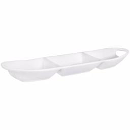 Home Essentials 18 in. White Ceramic 3-Section Oval Serving Platter thumbnail 1