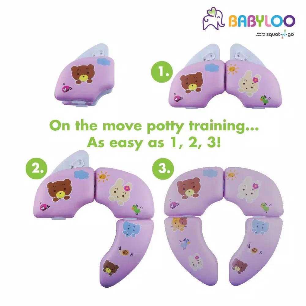 Babyloo Pink Animal Pattern Folding Cushioned Toilet Seat with Travel Bag