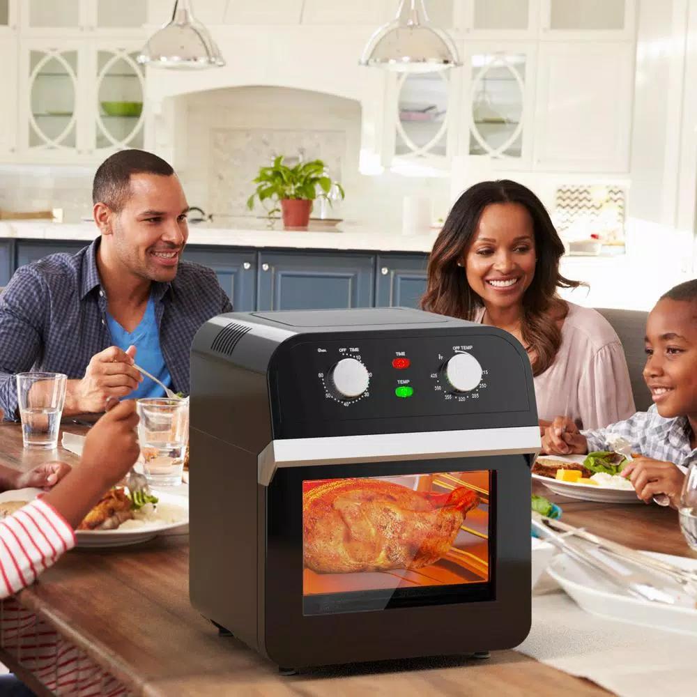 Costway 12.7 Qt. Black Air Fryer Oven with Rotisserie, 1600W Multi-Function Cooker