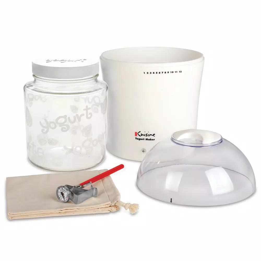 Euro Cuisine 2 Qt. Yogurt and Greek Yogurt Maker with Glass Jar and Cheese Making Kit