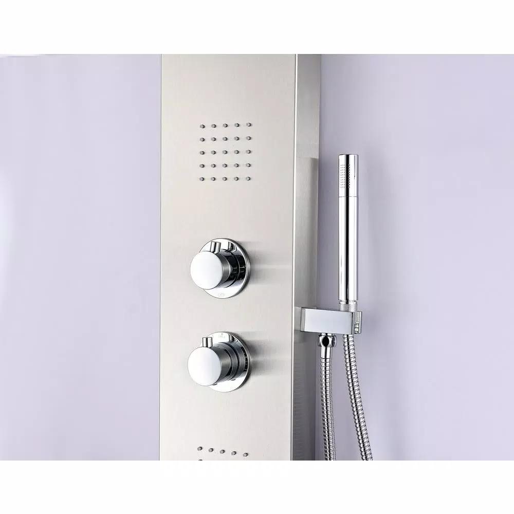 ANZZI Anchorage 60 in. 2-Jet Full Body Shower Panel System with Heavy Rain Head & Spray Wand, Brushed Steel