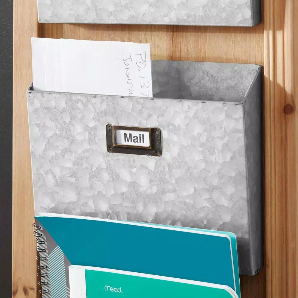 StyleWell 3-Section Wood and Metal Wall-Mount Organizer with Chalkboard