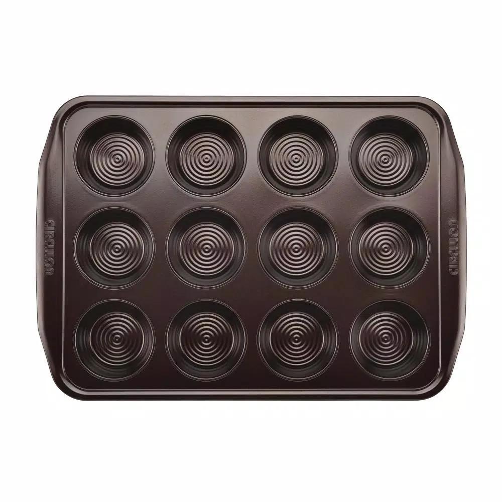 Circulon 12-Cup Nonstick Muffin and Cupcake Pan, Chocolate Brown