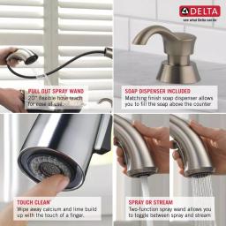 Delta Allentown Single-Handle Pull-Out Kitchen Faucet with Soap Dispenser, Stainless thumbnail 7