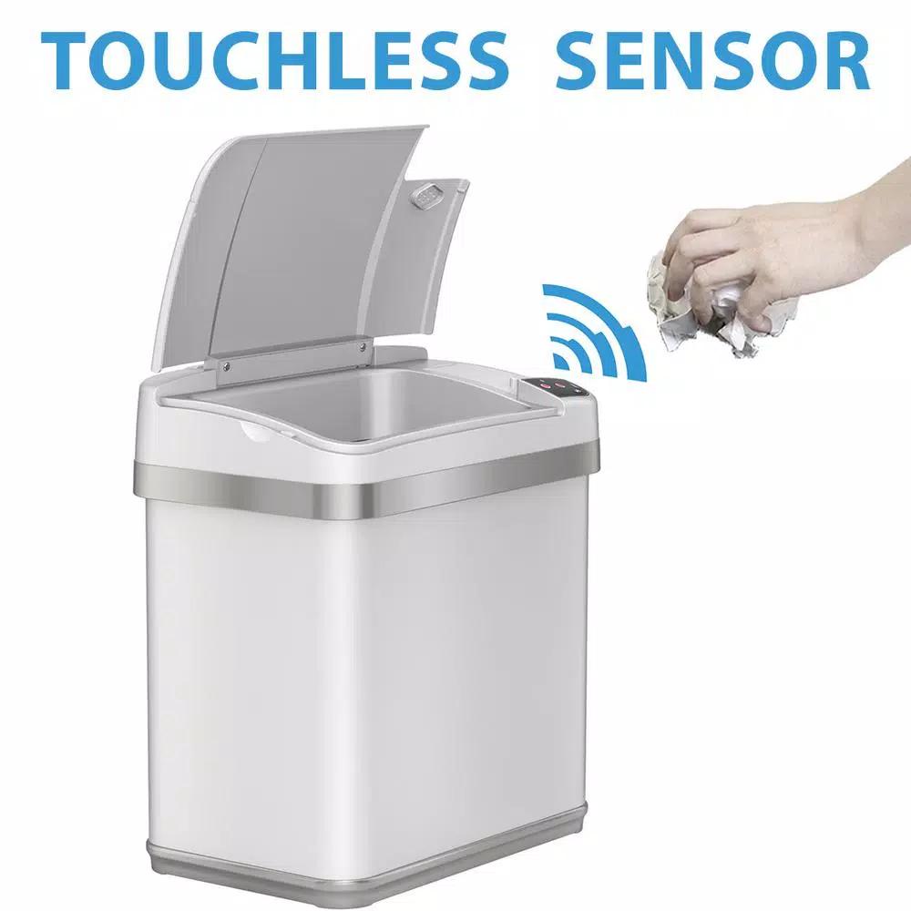 iTouchless 2.5 Gal. Pearl White Touchless Automatic Sensor Trash Can with Odor Filter and Fragrance