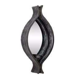 LITTON LANE Eclectic Black Metal Mesh Ellipse Wall Sconces with Mirror Inlays, Set of 2 thumbnail 3